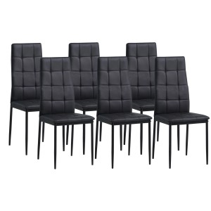 6er Set Albatros Esszimmerstühle RIMINI in Schwarz mit Kunstlederbezug und Metallgestell.