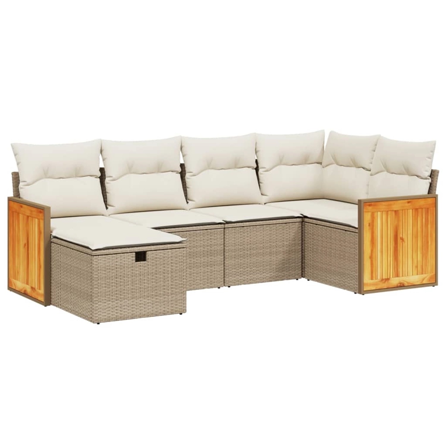 vidaXL 6-Tlg Garten-Sofagarnitur mit Kissen Beige Poly Rattan 3265734 günstig online kaufen