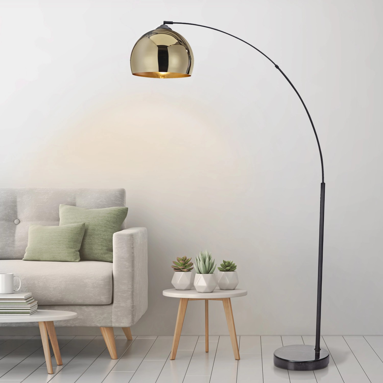 teamson home arquer bogenlampe gold schwarz für wohnzimmer kaufen