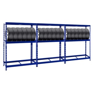 PROREGAL Mega Deal: 3 blaue Reifenregale mit Fachboden, je 180x130x50cm, für bis zu 36 Reifen.