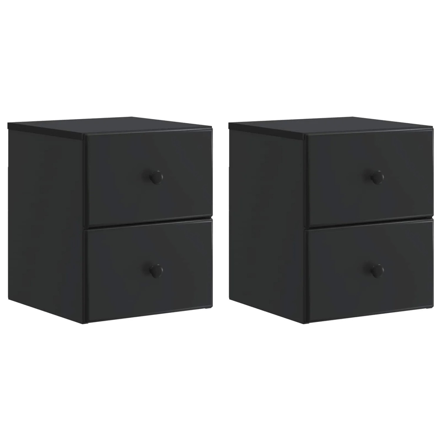 vidaXL Wandmontierter Nachttisch 2 Stk Schwarz 34,5 x 33 x 40 cm 899148