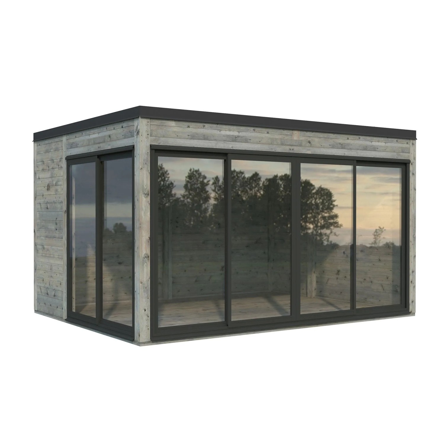 Palmako Holz-Gartenhaus Serena Slide Pultdach Tauchgrundiert 420 cm x 320 cm