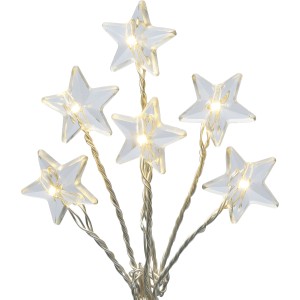 LED-Drahtlichterkette mit Sternen, 40 warmweiße LEDs, transparentes Kabel, 1,3 m lang.