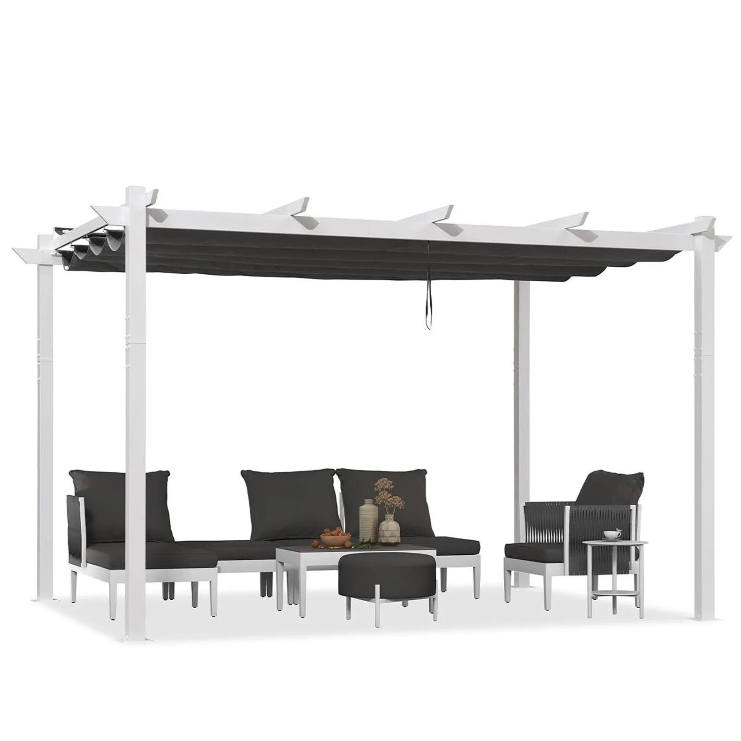 Purple Leaf Pergola 300 cm X 400 cm Pavillon mit Schiebedach Aluminium Wasserdicht