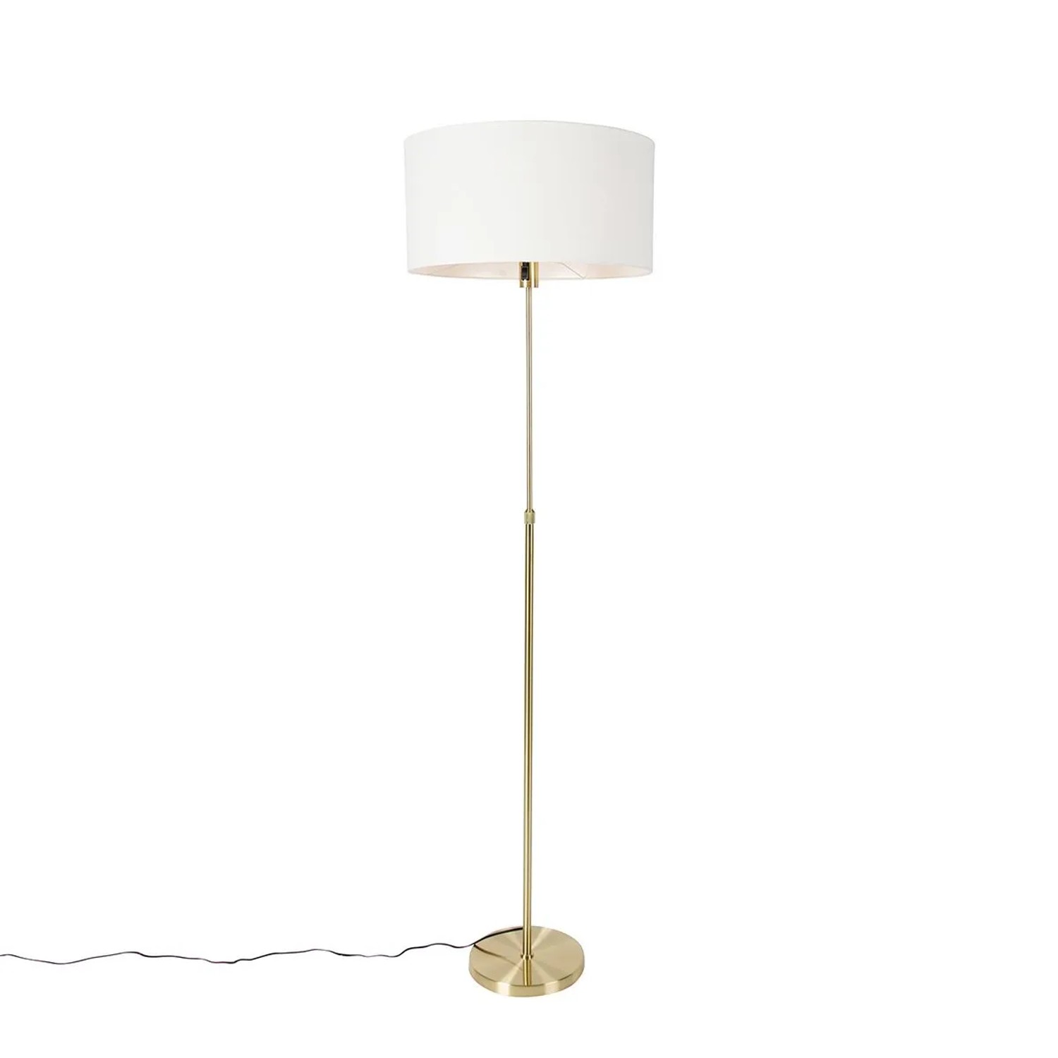 QAZQA Stehlampe Verstellbar Gold mit Schirm Weiß 50 cm Parte