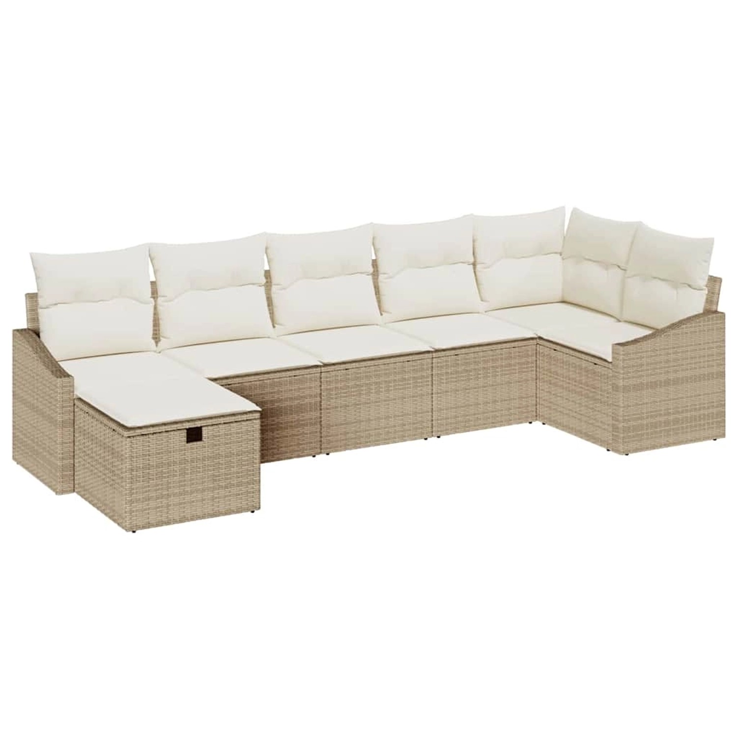 vidaXL Garten-Sofa-Set mit Kissen 7-Tlg Beige Poly Rattan 3359300 günstig online kaufen