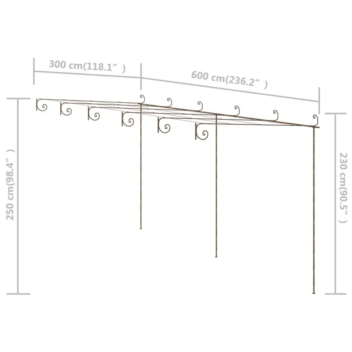 DELUKE Pergola Aus Eisen RITTO 6x3x2,5m Antik-Braun Rankhilfe Pergola Aus Metall Bausatz Freistehend Sonnenschutz Gartendeko Gartenpergola_7