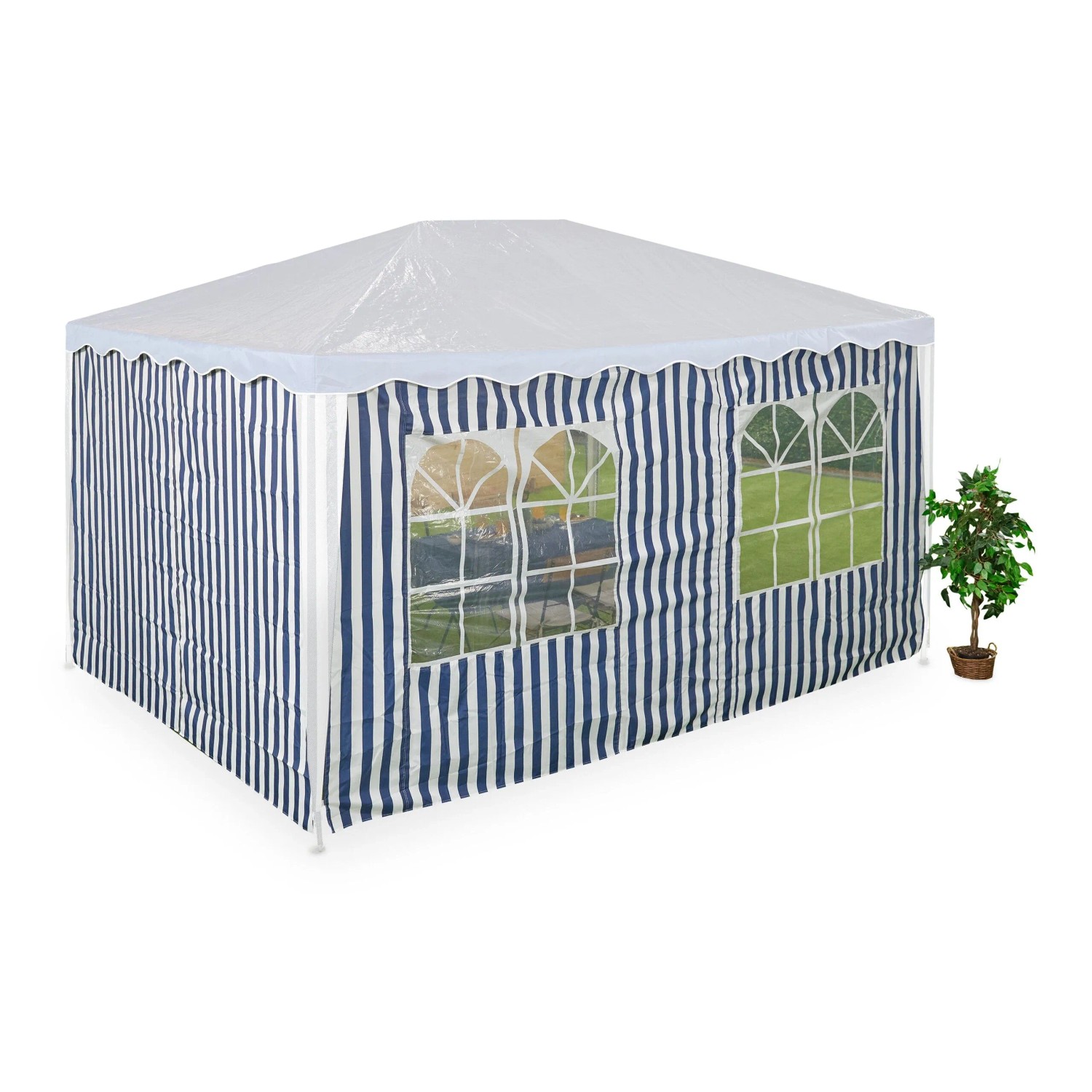 Relaxdays Pavillon Seitenteile 2er Set Polyester Blau Weiß Wasserdicht 2 m x 4 m 2 m x 3 m 0,9 kg