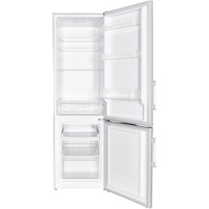 Geöffnete, weiße Wolkenstein Kühl-Gefrierkombination KGK280DW mit Fächern und Schubladen.