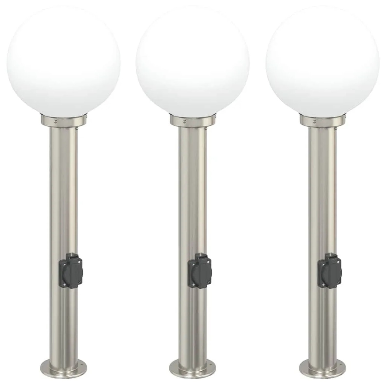 vidaXL Pollerleuchten mit Auslass 3 Stk 80 cm Edelstahl IP44 4006104