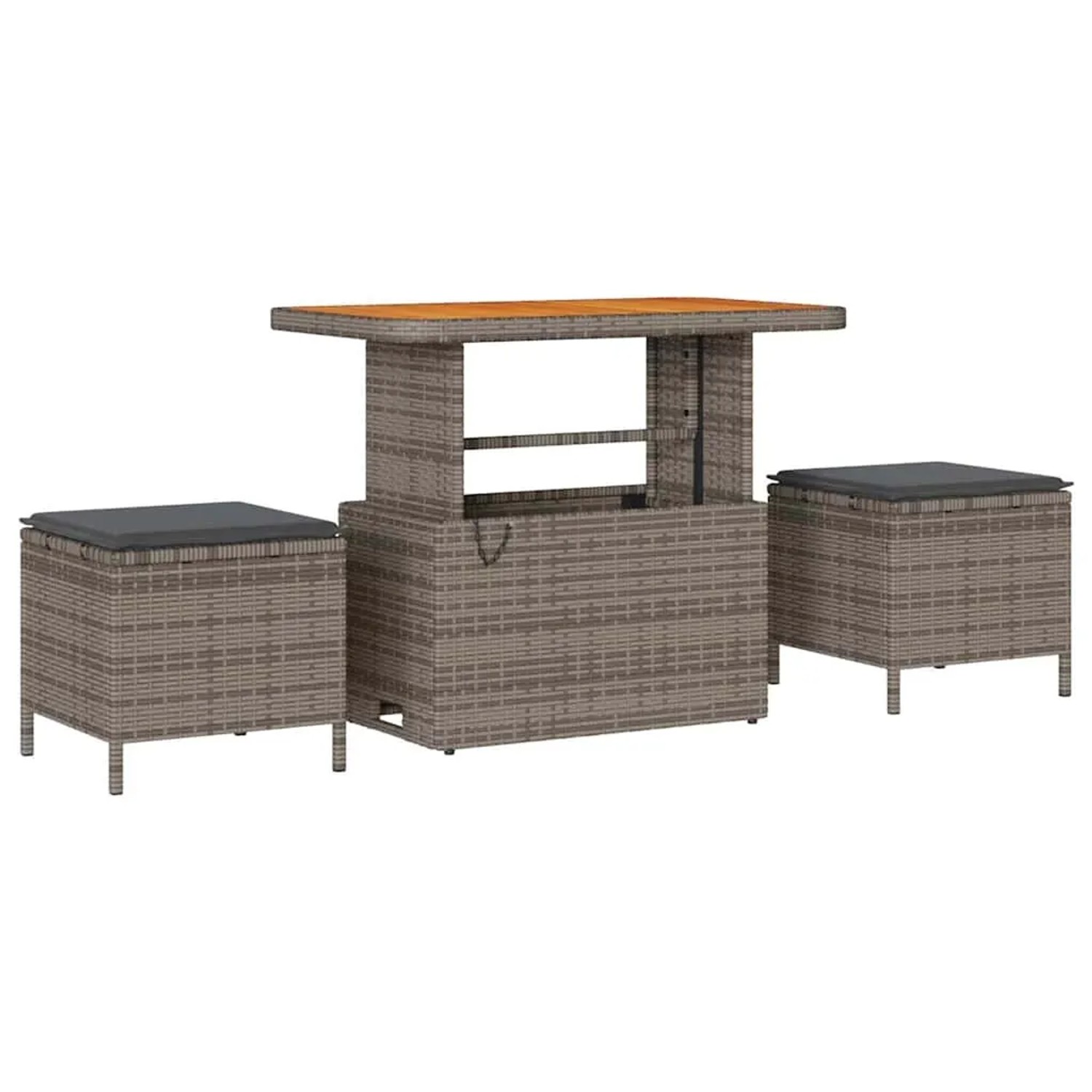 Graues 12-tlg. vidaXL Garten-Sofa-Set aus Polyrattan mit Tisch und Hockern.