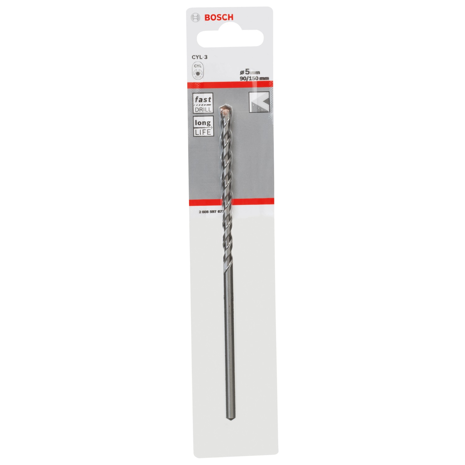 Bosch Betonbohrer CYL-3, Ø 5 mm, im Blister. Ideal für präzise Bohrlöcher in Beton.