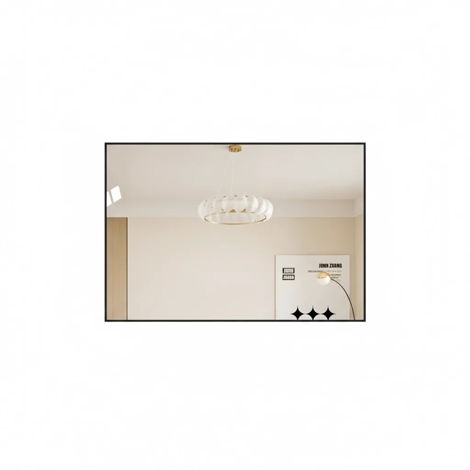 PXloue Badezimmerspiegel 70 x 90 cm Aluminiumrahmen Schwarz Kupferfrei HD Horizontal Vertikal Montierbar