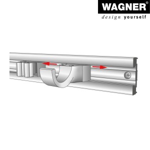 Wagner Haken Hooks4Tools Groß, silberfarbener Wandhaken zur Montage in einer Schiene.