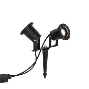 QAZQA Gartenstrahler Schwarz inkl. Kabel und Stecker 2-flammig IP65 Basic