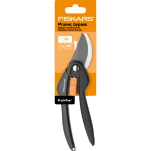 Fiskars SingleStep P26 Bypass-Gartenschere, 20 cm, zum Schneiden von Ästen und Rosen.