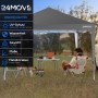 Grauer 24MOVE Pavillon 3x3m mit UV-Schutz 50+ und Tragetasche im Garten.