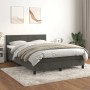 Dunkelgraues vidaXL Boxspringbett (140x190 cm) mit Matratze und Samtbezug im Schlafzimmer.