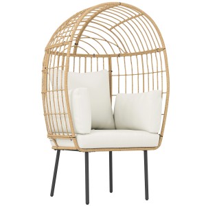 Outsunny Rattansessel Stahl PE-Rattan 95L x 80B x 155H cm Beige