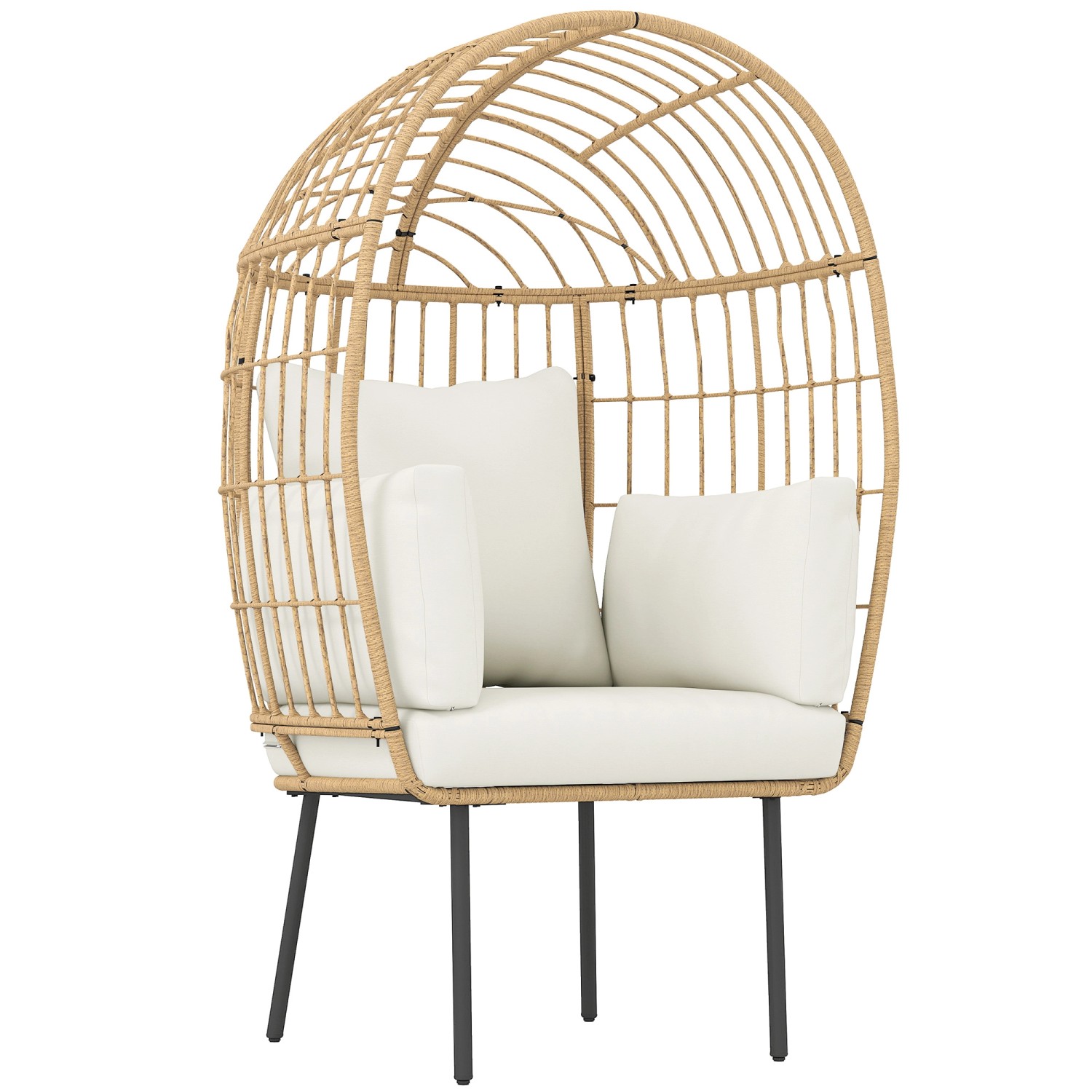 Outsunny Rattansessel Stahl  PE-Rattan 95L x 80B x 155H cm Beige günstig online kaufen