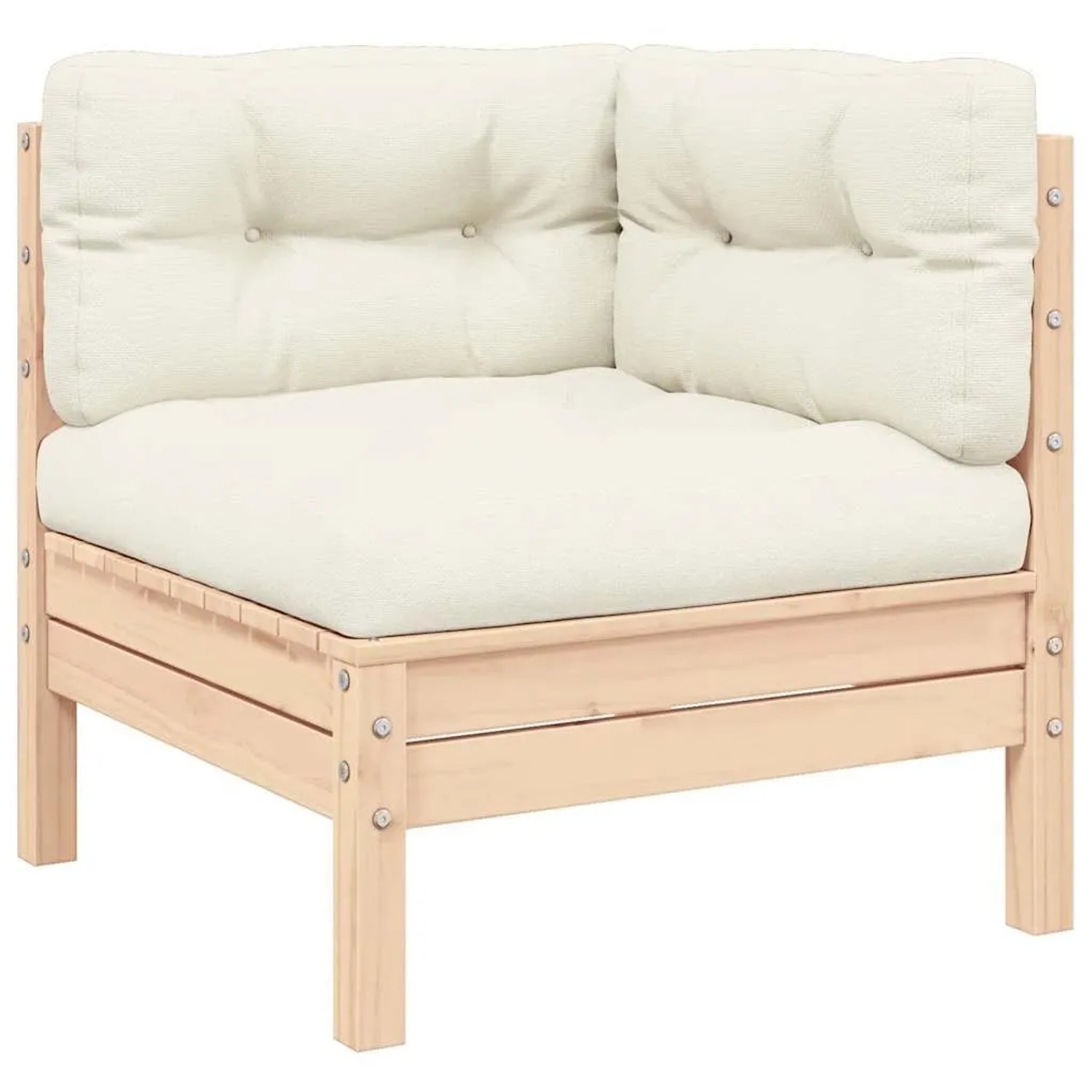 vidaXL Garten-Ecksofa mit Kissen in Creme Massivholz Kiefer 806628