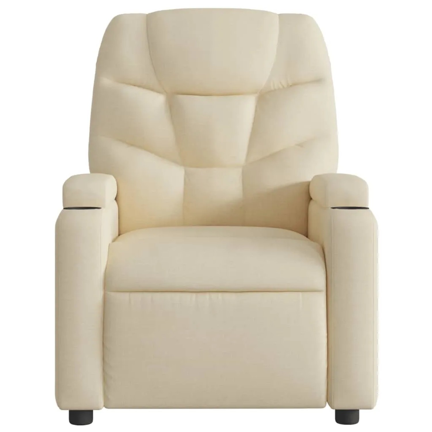 Cremefarbener vidaXL Massagesessel Modell 5 aus Stoff, Frontansicht. Relaxsessel mit Vibrationsmassage.