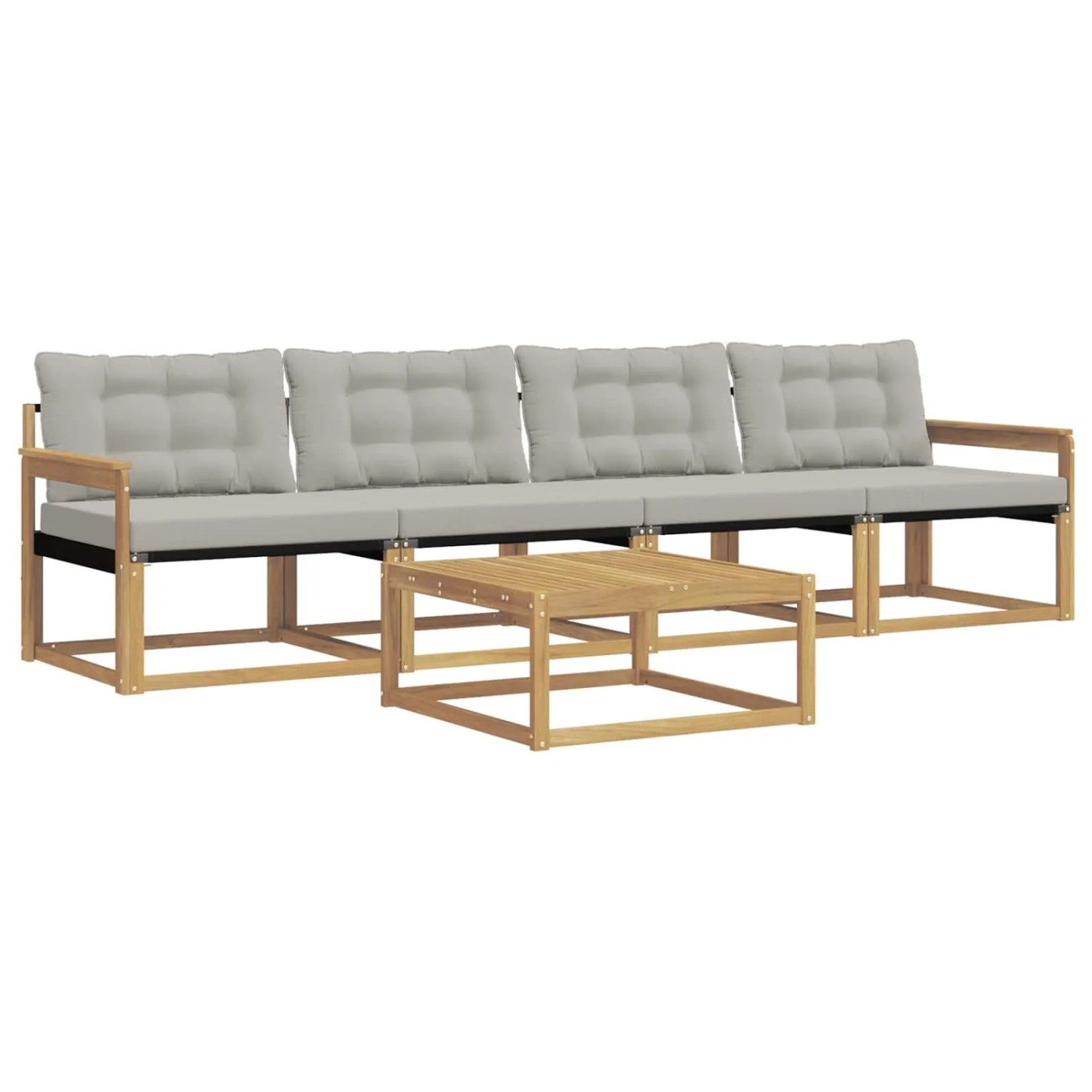 vidaXL Outdoor-Sofagarnitur 5 Stk Weiß und Hellgrau 79 x 79 x 37 cm 3388389