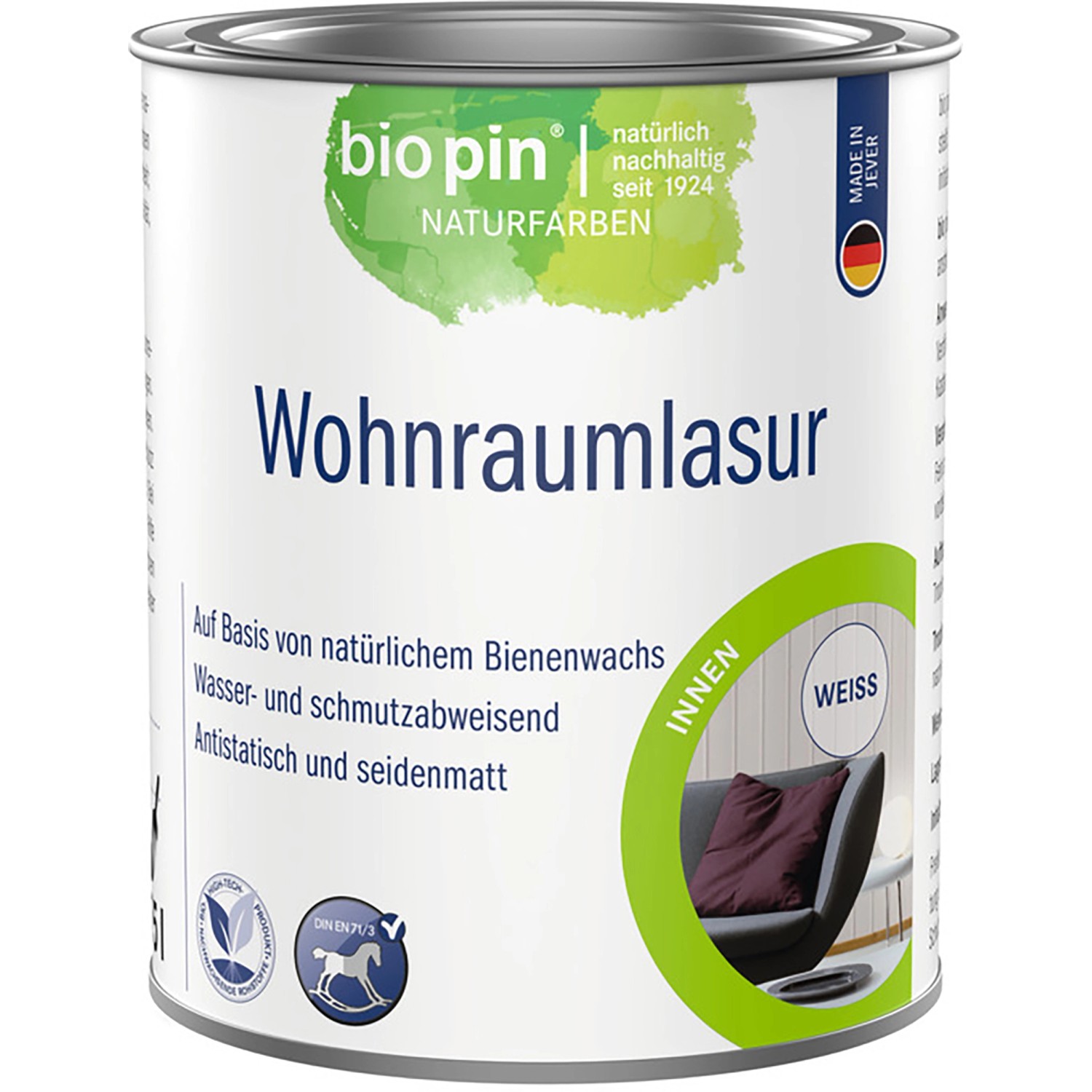 Biopin Wohnraumlasur Weiß 375 ml