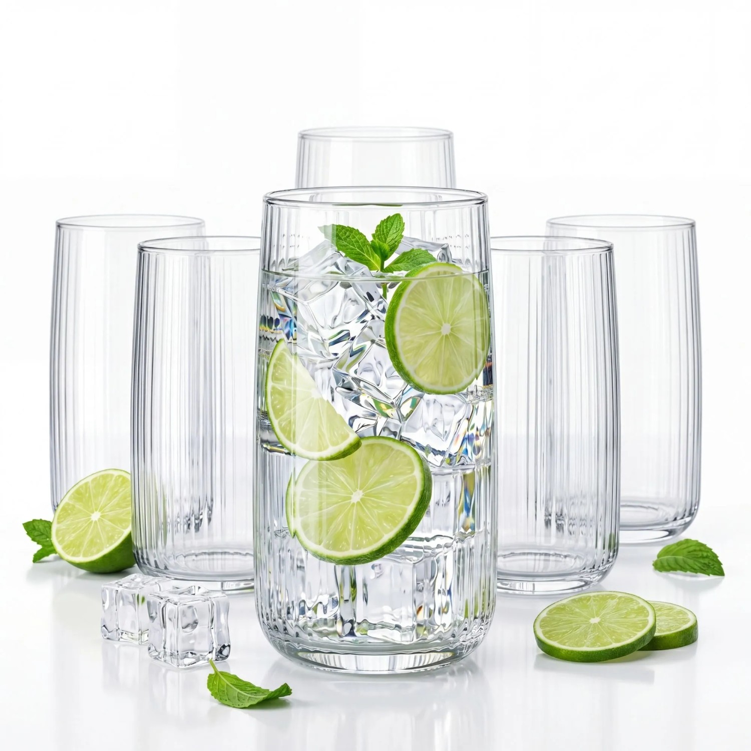 BigDean 6er Set Geriffelte Gläser Trinkgläser 509 Ml Wassergläser Spülmaschinenfest Made In Europe