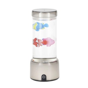 Eglo LED-Wasserleuchte Aqua, silber-transparent, mit schwimmenden bunten Fischen. Dekorative LED-Tischleuchte mit Lichteffekten.