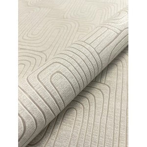 Newroom Vliestapete Livino beige mit grafischem Muster, gerollt.