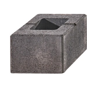 Kann Lindeza Mauer Halbstein, 20x20x15 cm, Vulkananthrazit, Beton Mauerstein für den Garten.