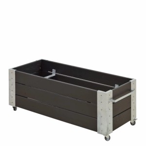 Schwarzer PLUS Pflanzkasten mit Rädern, 120x50x45 cm. Mobiler Blumenkasten für Terrasse, Balkon oder Garten.