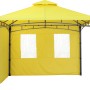 Gelbes Seitenteil-Set Lehua/Waya (2 Stk.) für Pavillon, bestehend aus geschlossenem Teil und Teil mit 2 Fenstern.
