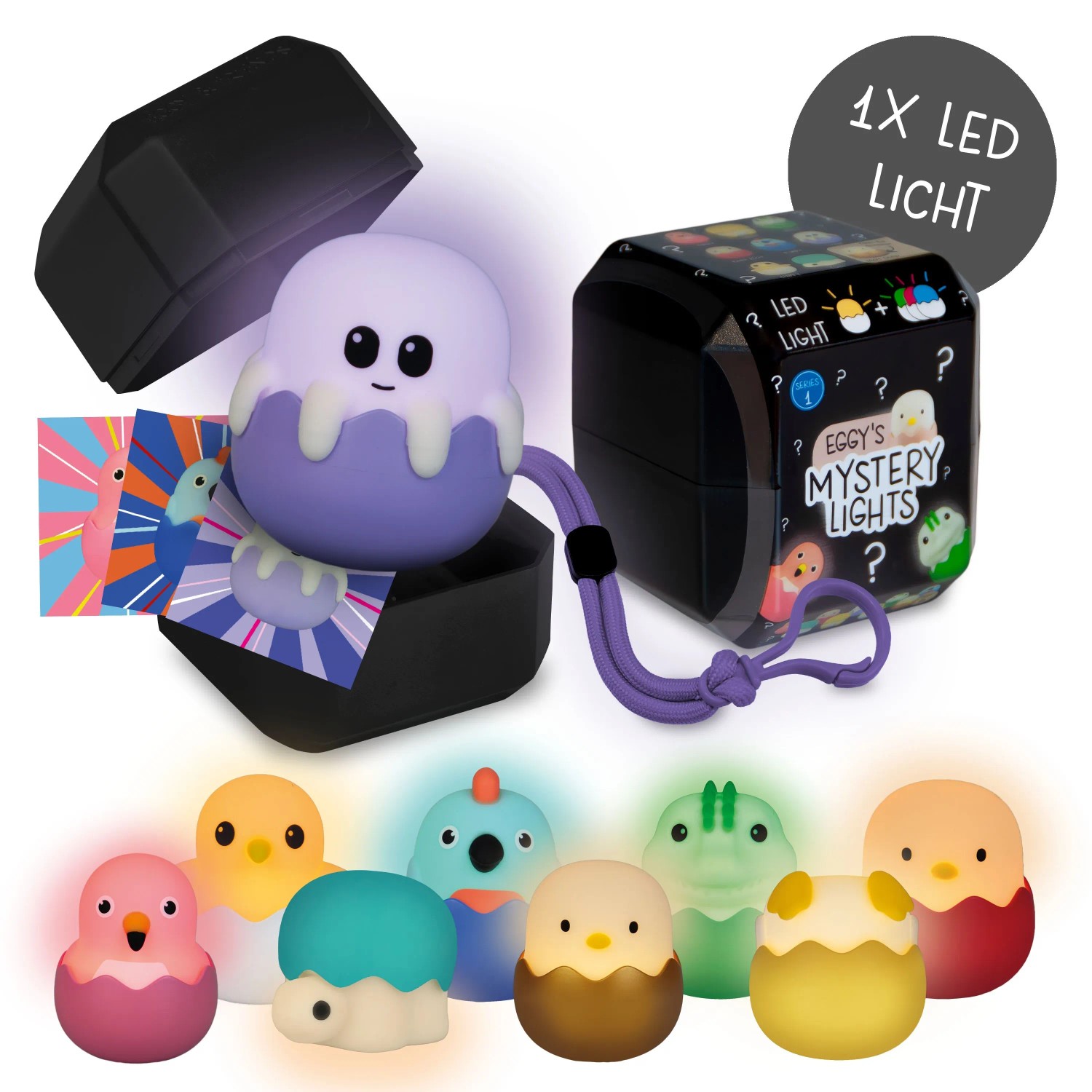 Eggy´s Mystery Lights Serie 1 Blindbox Mini LED-Lichter Dimmbar mit Akku USB-C