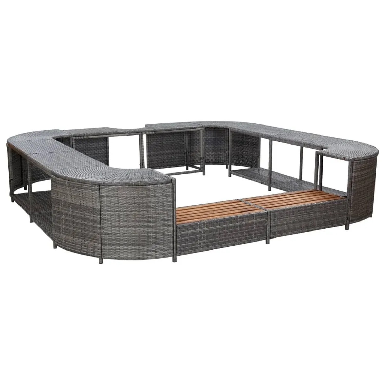 vidaXL Whirlpool-Umrandung Quadratisch Grau 268x268x55 cm Poly Rattan 46074