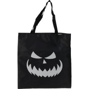 Schwarze Halloween-Tasche mit Kürbis-Gesicht, Polyester, 32x34x1 cm.
