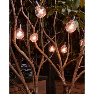 Eglo LED-Lichterkette Partaj, 16-flammig, schwarz, warmweißes Licht, für den Außenbereich.