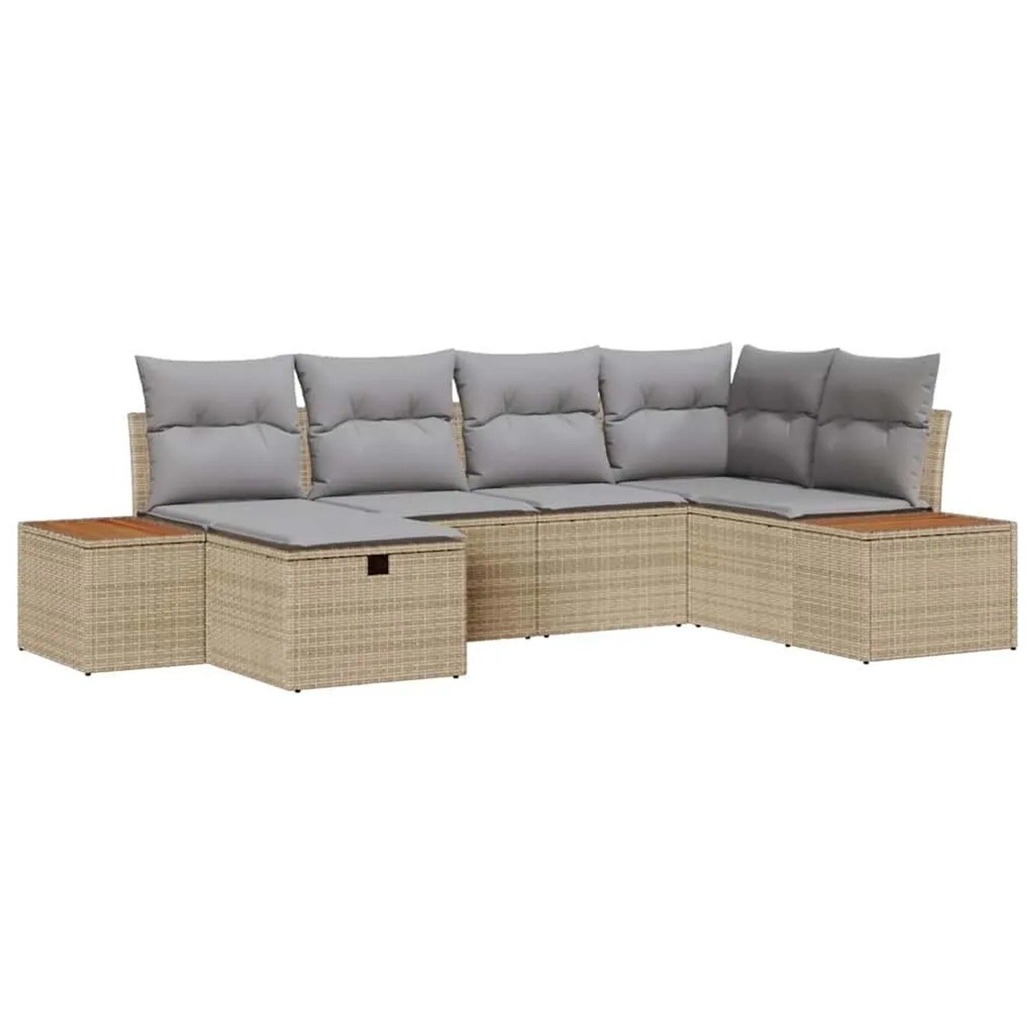 vidaXL Gartensofa-set mit Kissen mit Speicher 6-Tlg Beige Poly-Rattan 33609 günstig online kaufen