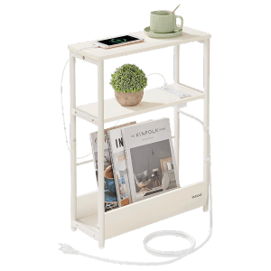 Songmics Nachttisch Barnet-old mit Ladefunktion Schmal Greige