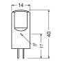 Technische Zeichnung Osram LED-Leuchtmittel G4, Maße: 4 x 1,4 cm (H x Ø)