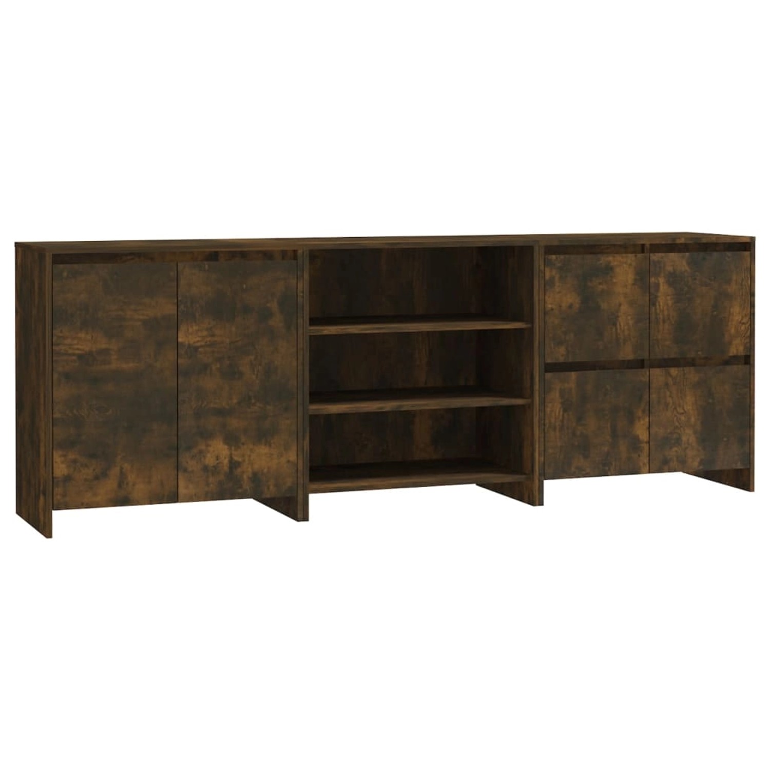 vidaXL 3-Tlg Sideboard Räuchereiche Holzwerkstoff 3098078