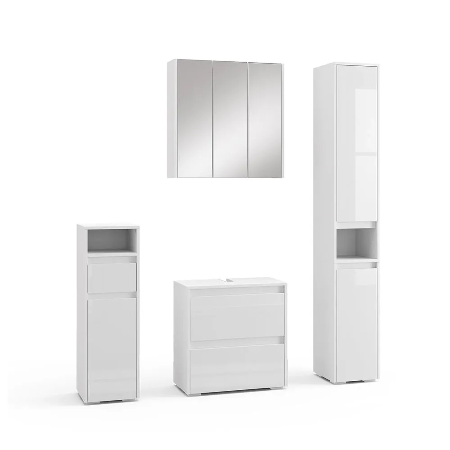 Vicco Badmöbel-Set Majest Weiß Hochglanz 60 x 62 4-teilig