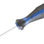 LUX Schraubendreher Comfort PZ1 x 80 mm mit blau-schwarzem Griff und Aufhängeloch.
