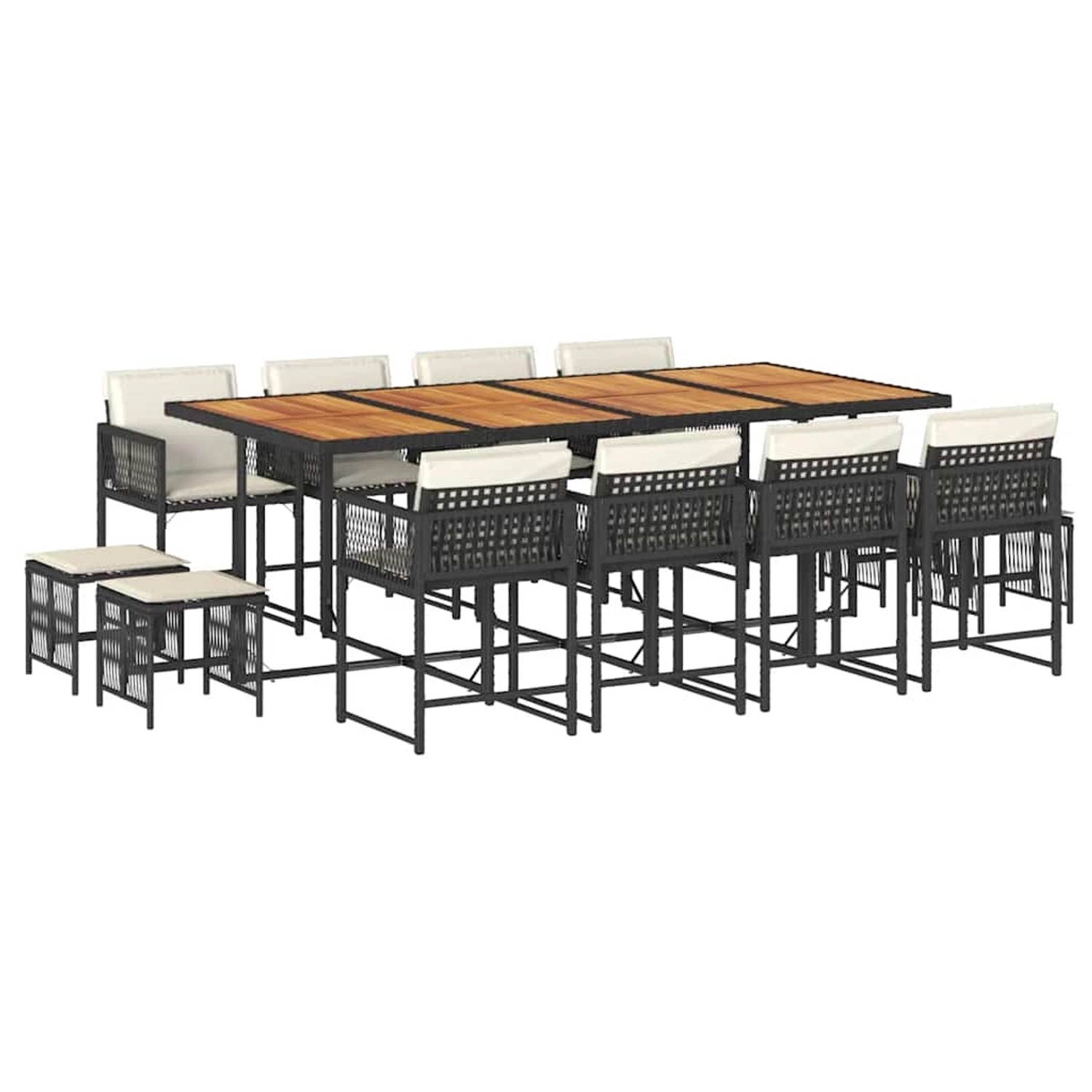 vidaXL 13-Tlg Garten-Essgruppe mit Kissen Schwarz Poly Rattan 3211527 günstig online kaufen