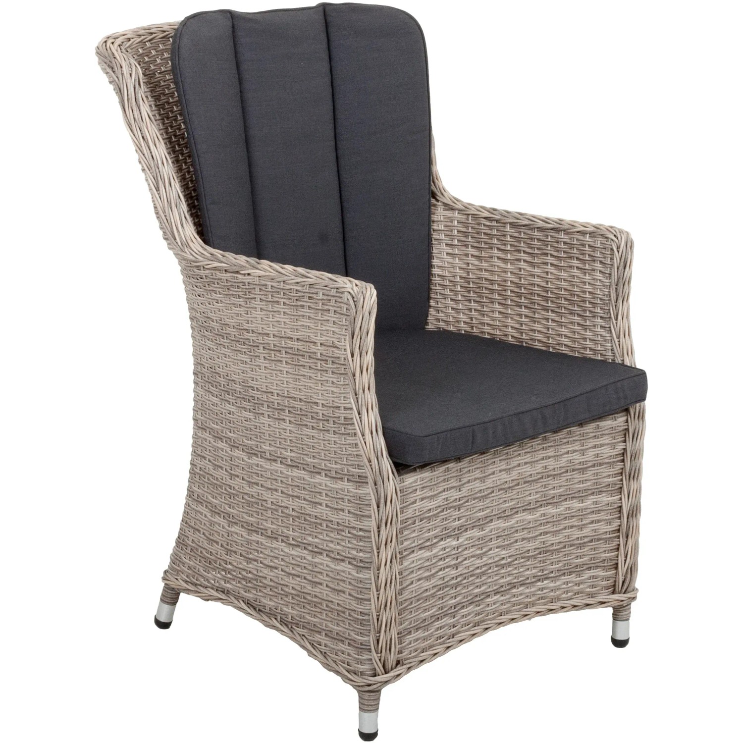 Garten Pleasure Sessel Dijon, Teil des 5-teiligen Lounge-Gartenmöbel Sets, grau mit Polster.