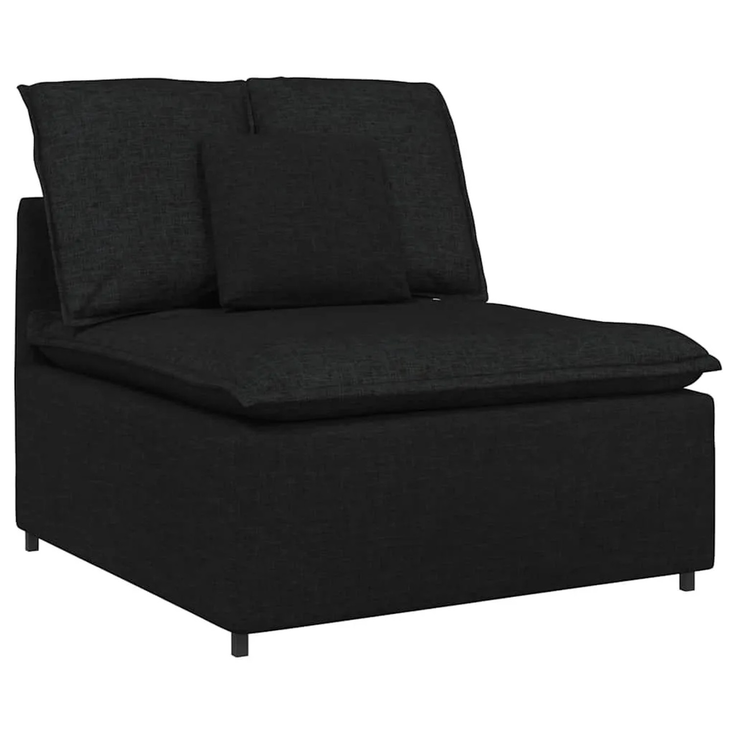 vidaXL Modulares Sofa Mittelmodul mit Kissen Schwarz 100 cm 4104419