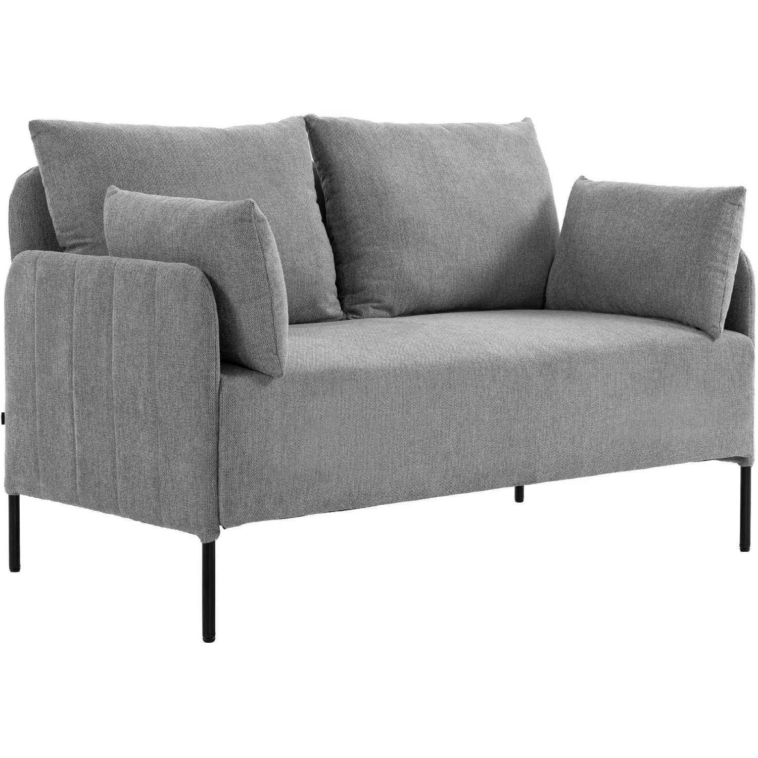 DELUKE Couch BERND 2-Sitzer Stoff 131x79x79cm Stoff Hellgrau Sofa Loungesofa für Wohnzimmer Schlafzimmer Leseecke