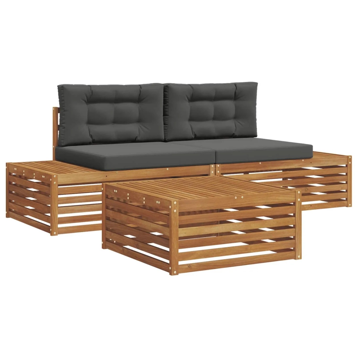 vidaXL Outdoor-Sofagarnitur mit Kissen 3-Tlg Natur und Anthrazit 3374087