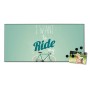 Schwarze Magnettafel 78x37cm mit Fahrrad-Motiv, inklusive Magneten und Foto. Wanddekoration für Notizen.